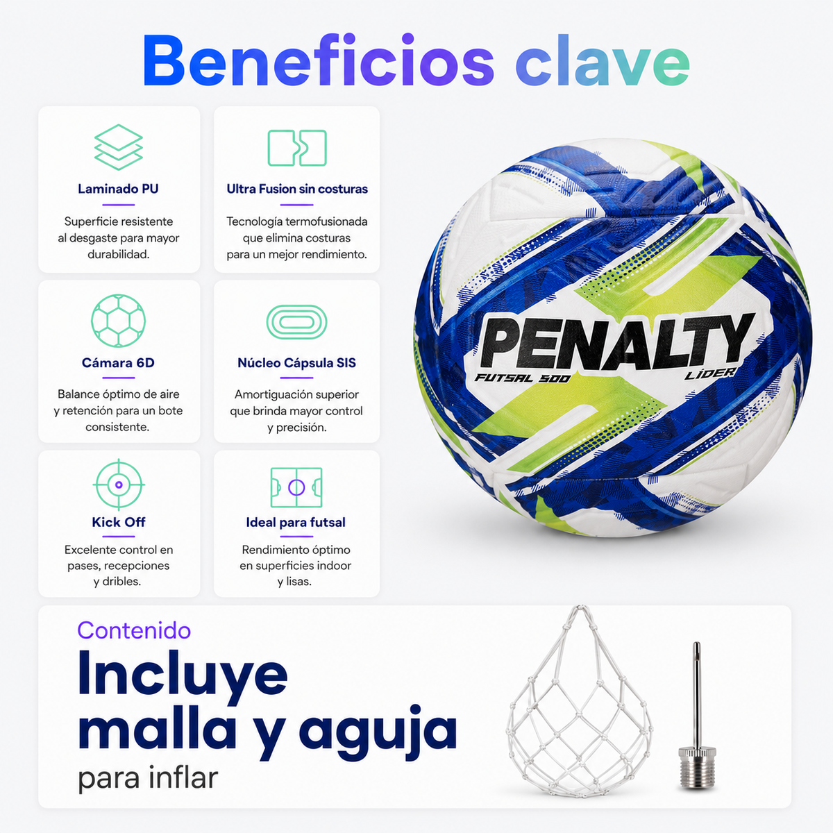 Balón de Futsal Penalty Líder XXVI Ultra Fusion PU | Negro Rojo (Copia)