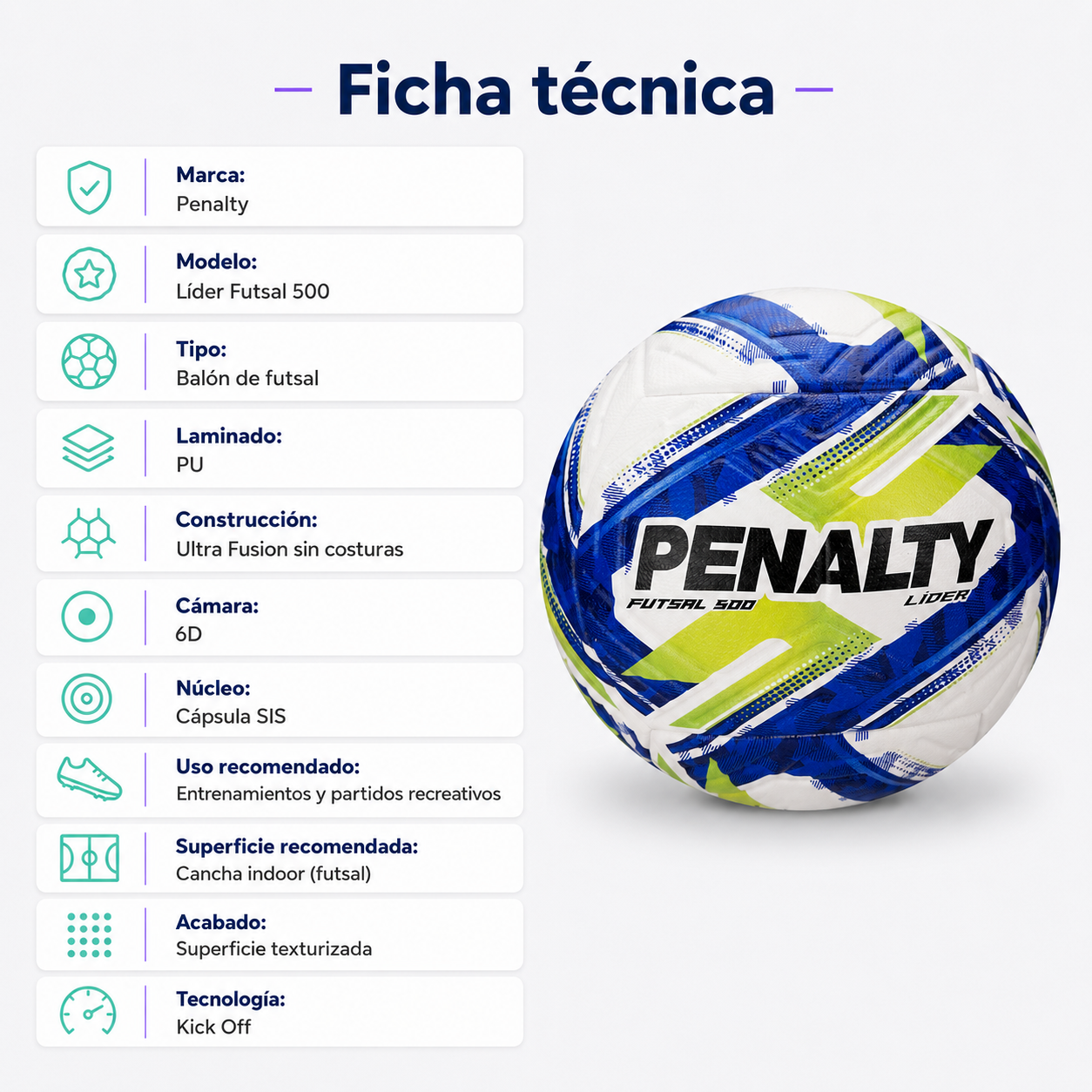 Balón de Futsal Penalty Líder XXVI Ultra Fusion PU | Negro Rojo (Copia)