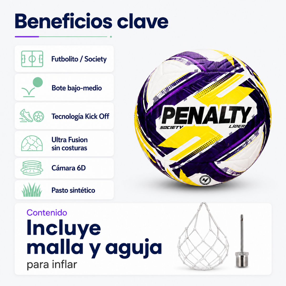 Balón de Futbolito Penalty Líder XXVI N°4 Ultra Fusion PU