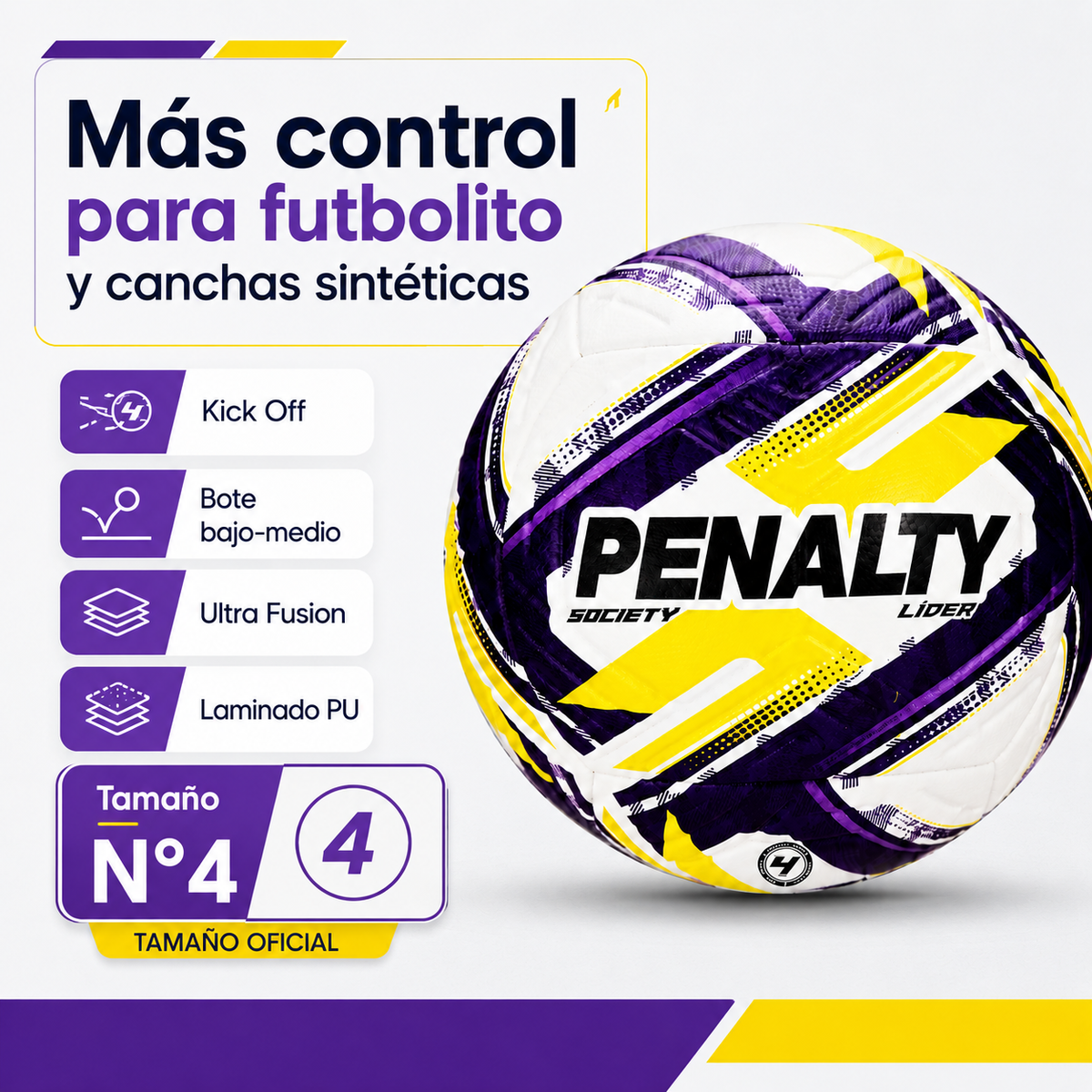 Balón de Futbolito Penalty Líder XXVI N°4 Ultra Fusion PU