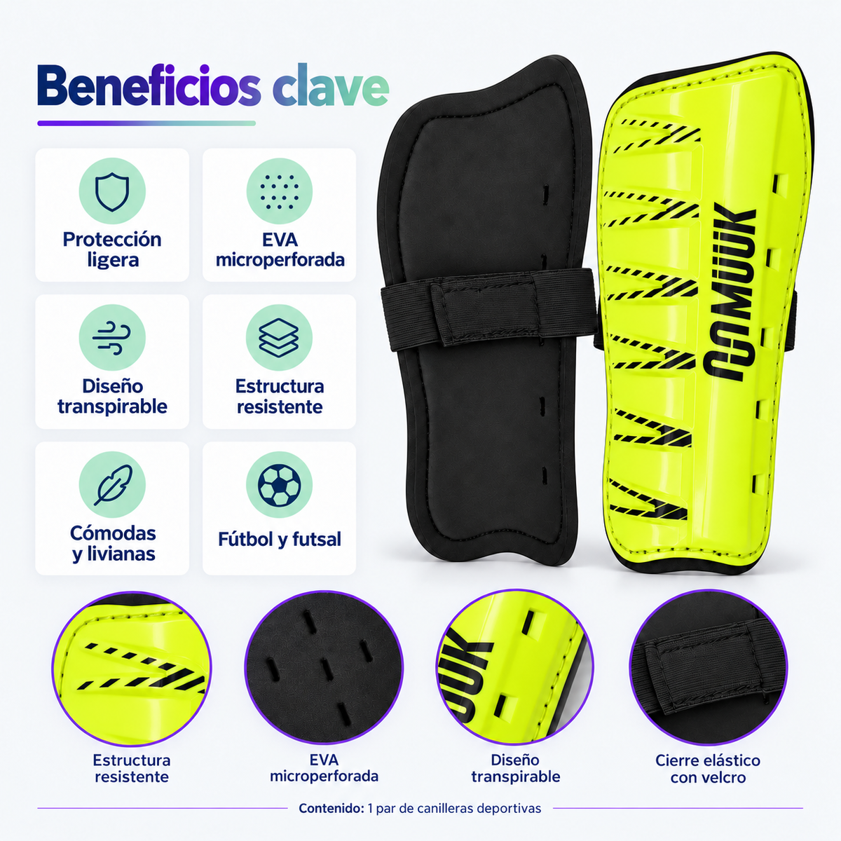 Canilleras Futbol Espinilleras Deportivas Muuk Adultos Niños