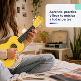 Ukelele Soprano Epic Music 21” con Funda, Afinador, Capo y Accesorios | Amarillo