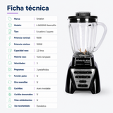 Licuadora Sindelen L-26000NG Reverso Mix 1000W con Vaso de Vidrio 2,2 Litros