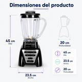 Licuadora Sindelen L-26000NG Reverso Mix 1000W con Vaso de Vidrio 2,2 Litros