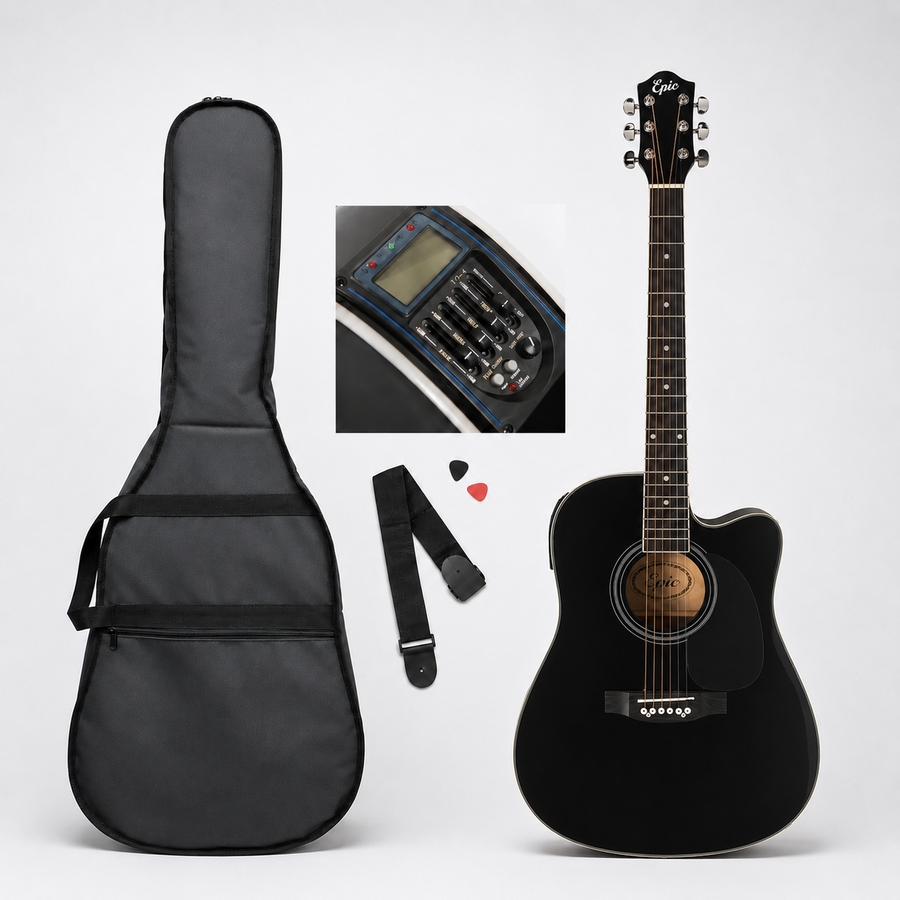 Guitarra Electroacústica Epic EA41 41” Thin Body con EQ y Afinador | Negra