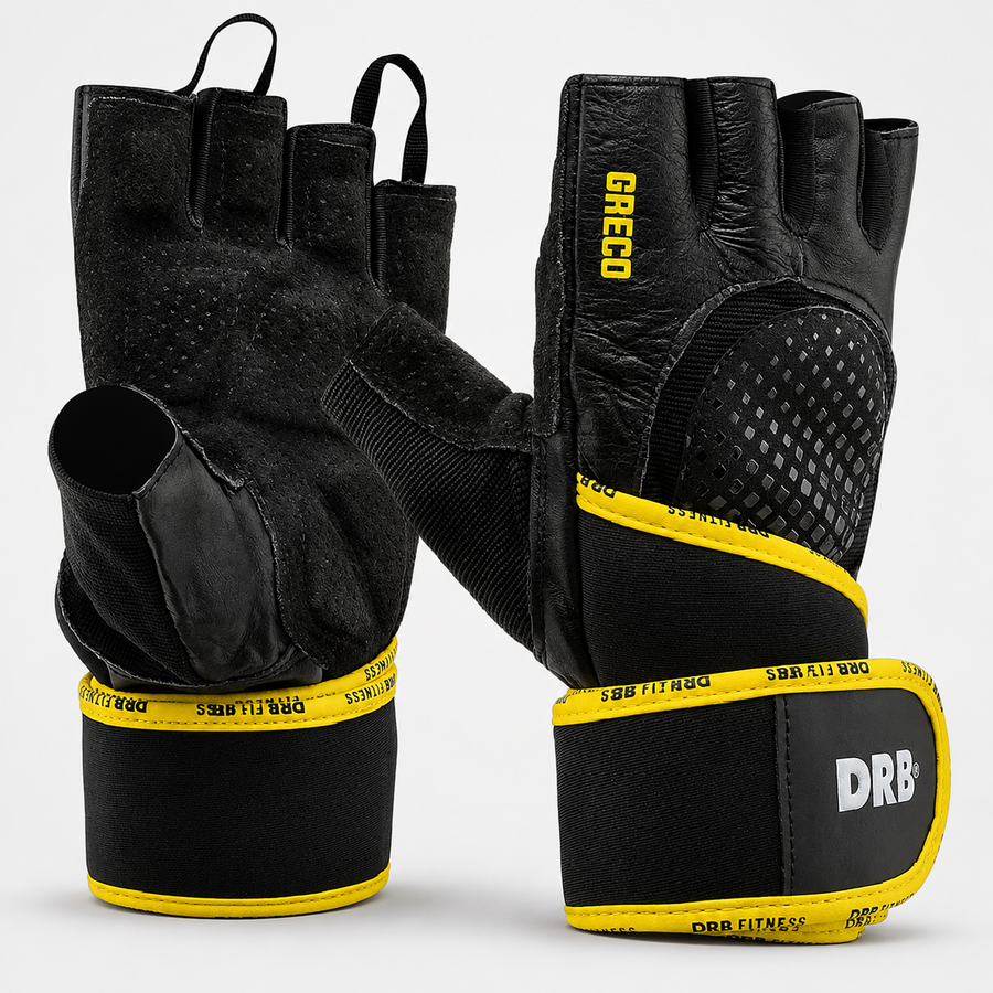 Guantes Fitness DRB Greco Negros con Velcro para Entrenamiento
