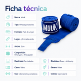 Pack Vendas de Boxeo Muuk Super Flexibles 4,5 m con Velcro | Azul