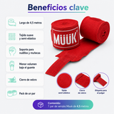 Pack Vendas de Boxeo Muuk Super Flexibles 4,5 m con Velcro | rojo