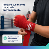 Pack Vendas de Boxeo Muuk Super Flexibles 4,5 m con Velcro | rojo