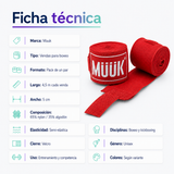 Pack Vendas de Boxeo Muuk Super Flexibles 4,5 m con Velcro | rojo