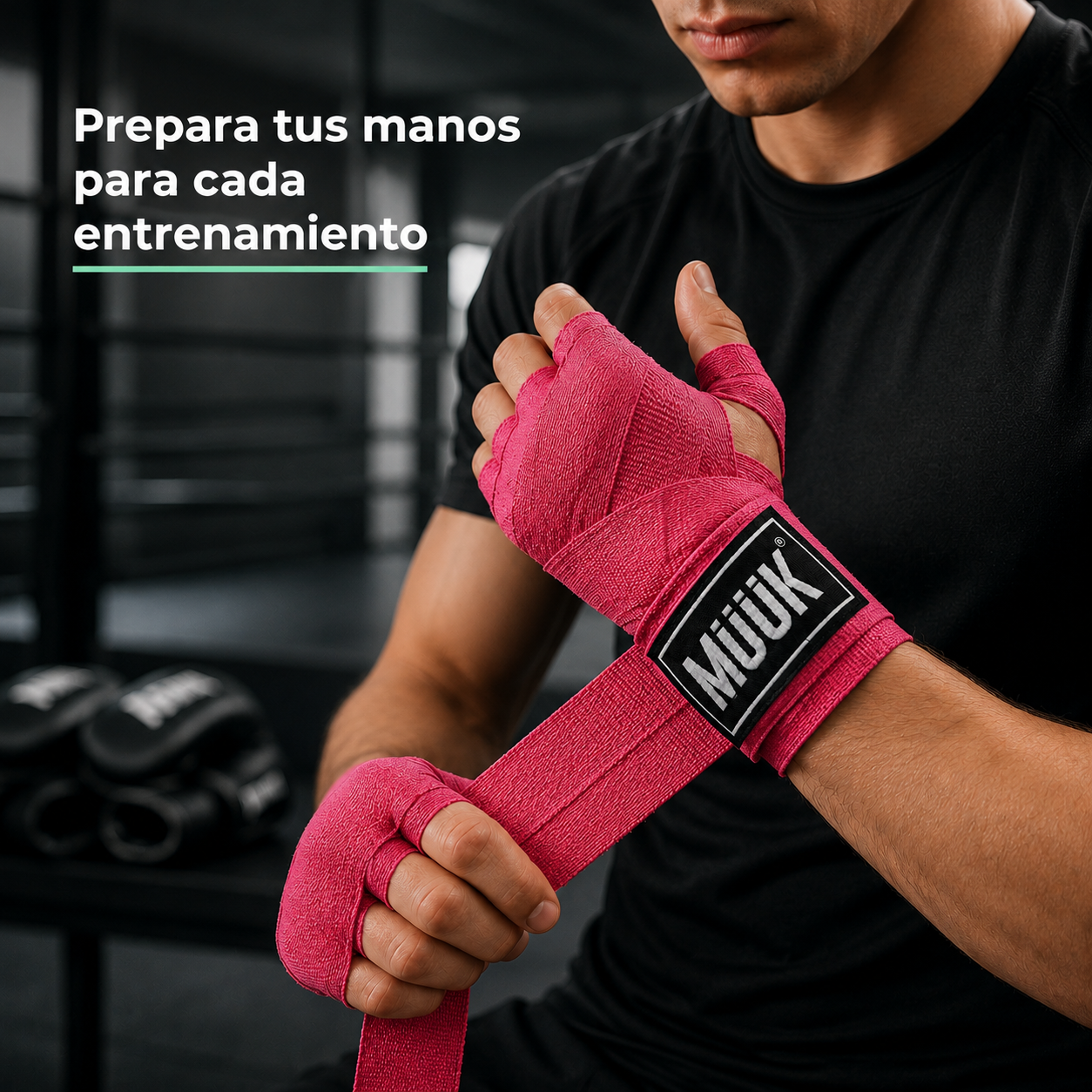 Pack Vendas de Boxeo Muuk Super Flexibles 4,5 m con Velcro | Fucsia