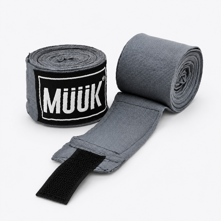 Pack Vendas de Boxeo Muuk Super Flexibles 4,5 m con Velcro | Gris