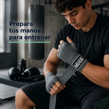 Pack Vendas de Boxeo Muuk Super Flexibles 4,5 m con Velcro | Gris