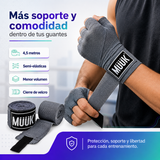Pack Vendas de Boxeo Muuk Super Flexibles 4,5 m con Velcro | Gris