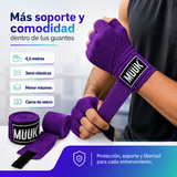 Pack Vendas de Boxeo Muuk Super Flexibles 4,5 m con Velcro | Purpura