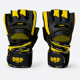 Guantes Fitness DRB Tiger Profesionales con Cuero y Muñequera | Amarillo