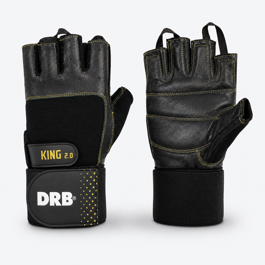 Guantes Fitness DRB King 2.0 de Cuero con Muñequera y Velcro