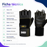 Guantes Fitness DRB King 2.0 de Cuero con Muñequera y Velcro