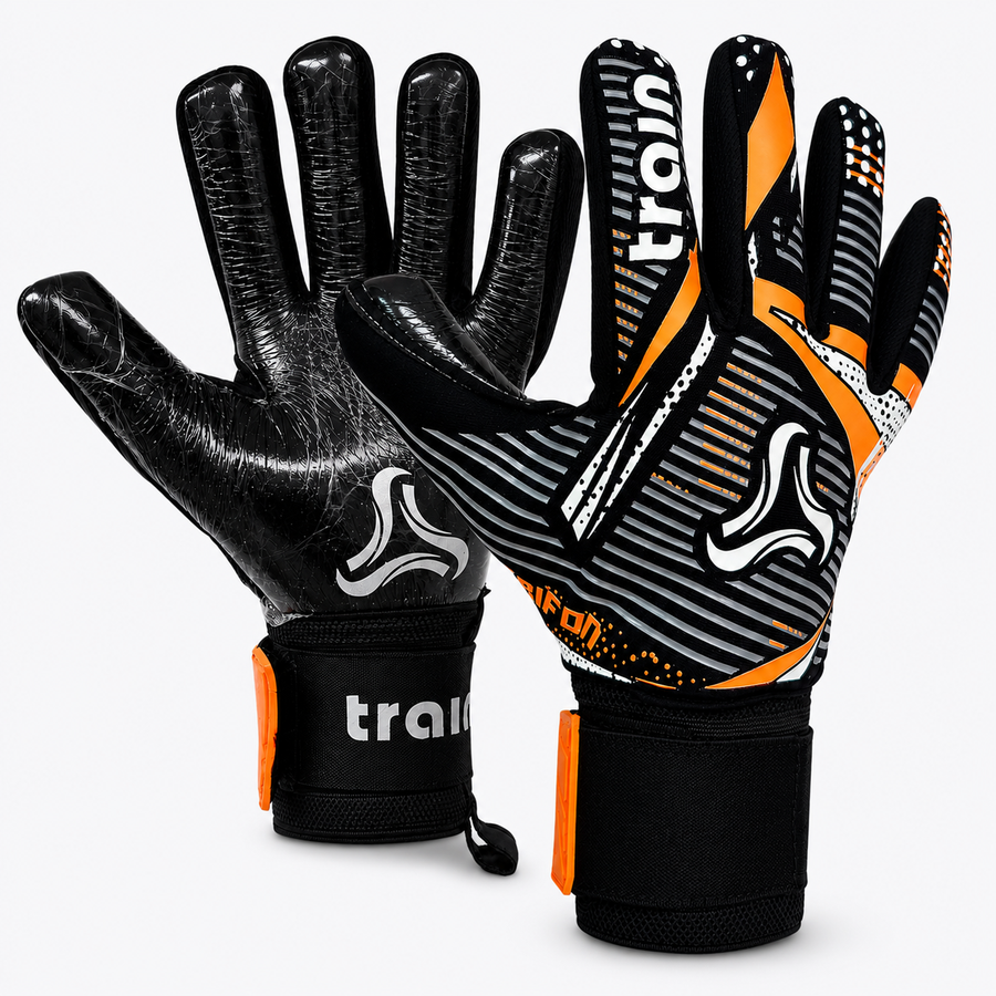 Guantes de Arquero Train TRIFÓN Látex Alemán 4mm con Férulas Extraíbles | Negro