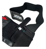 Guantes Fitness Muuk para Pesas con Muñequera y Doble Velcro Negro/Rojo