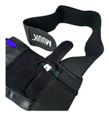 Guantes Fitness Muuk para Pesas con Muñequera y Doble Velcro Negro/Azul