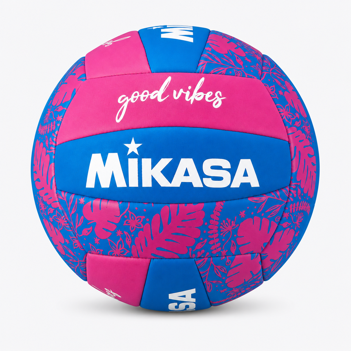 Balón de Vóleibol Playa Mikasa Good Vibes N°5 Con Malla y Aguja Fucsia/Azul