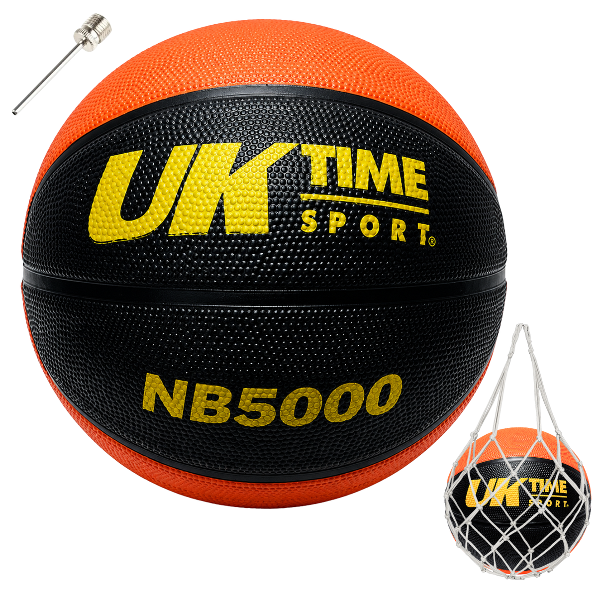 Balón de Básquetbol UKTIME N°5 NB5000 de Goma con Malla y Aguja