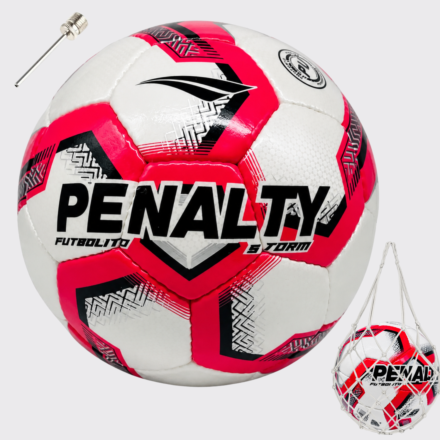 Balón de Futbolito Penalty Storm XXV N°4 PU Cosido a Mano | Rojo