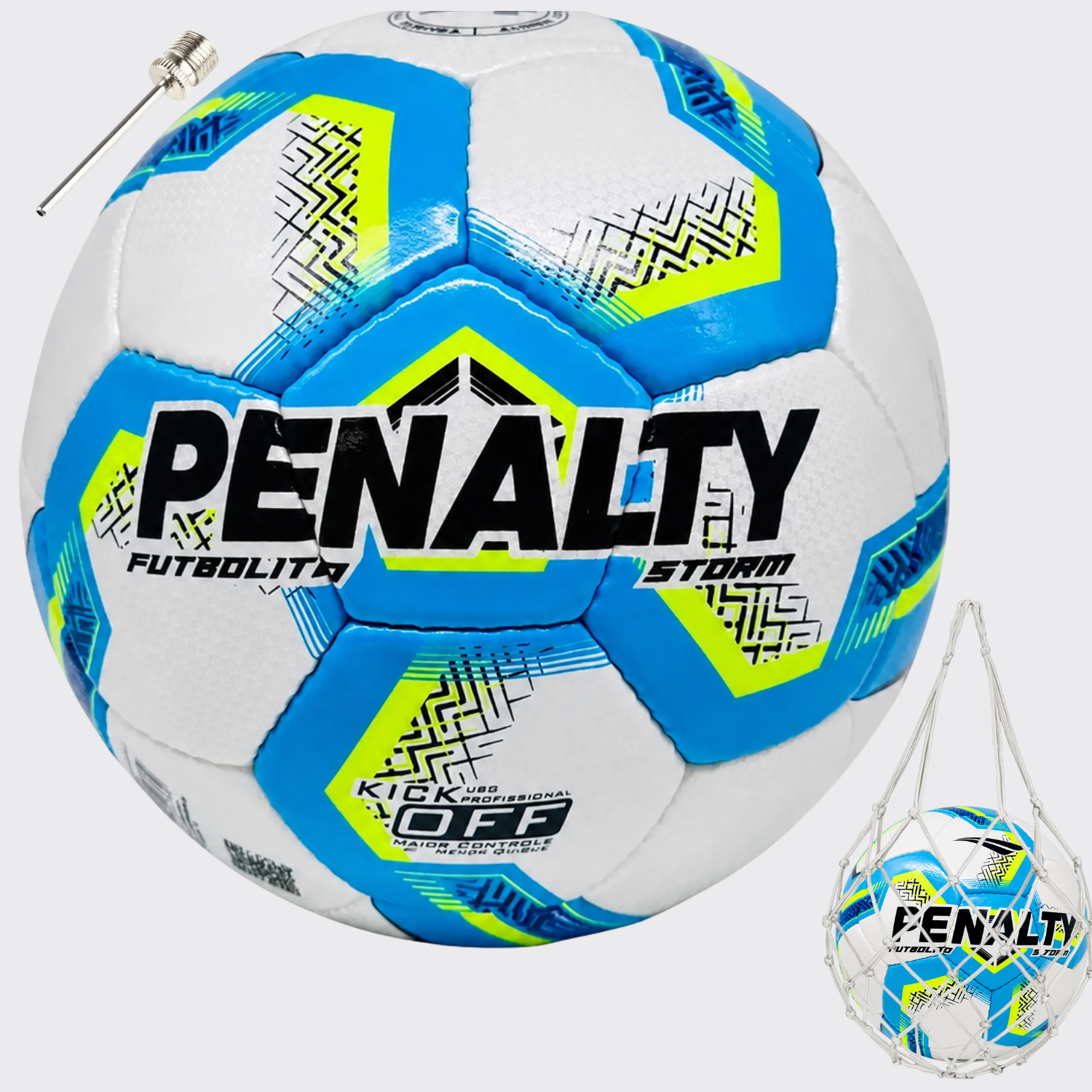 Balón de Futbolito Penalty Storm XXV N°4 PU Cosido a Mano | Azul